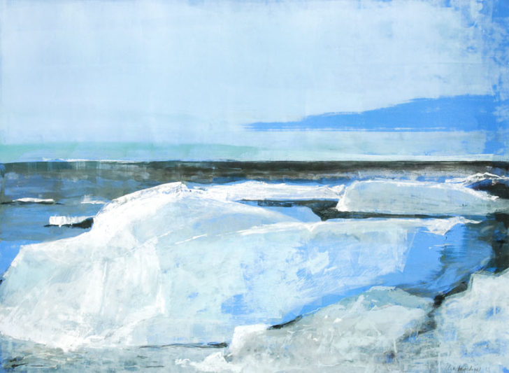 Christiane Wachter, Landschaft mit Bergen, 70x100 cm, 2012, Mischtechnik auf Papier