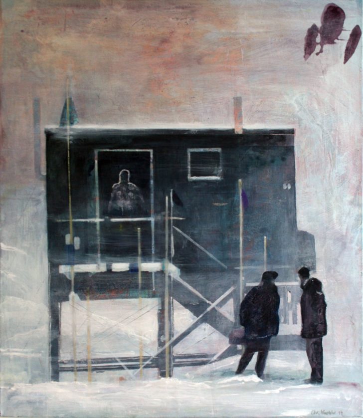 Christiane Wachter, Station, 70x60 cm, 2014, Mischtechnik auf Leinwand