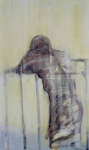 Madeleine Heublein, Auf der Brücke I, 150x90 cm, 2001, Öl auf Leinwand