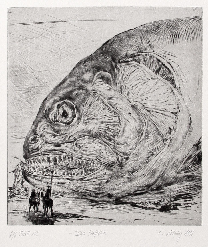 Thomas Löhning, Der Walfafisch, 19x21,2 cm, 1998, Radierung