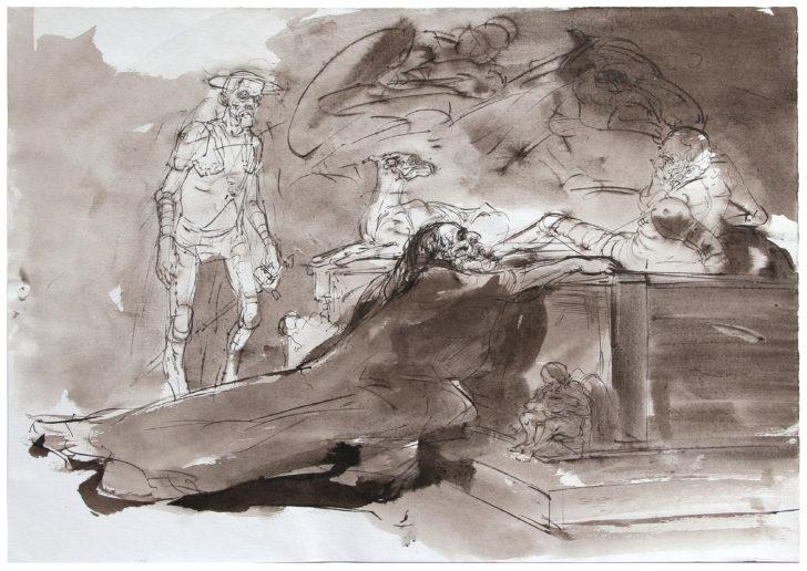 Thomas Löhning, Zu Don Quijote, 41,5x29,7 cm, Tuschezeichnung