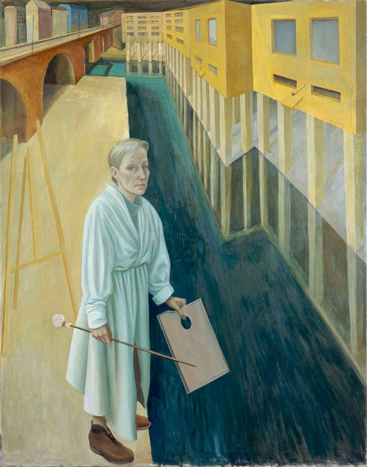 Doris Ziegler, Selbst am Kanal, 190x150 cm, 2001, Mischtechnik auf Leinwand