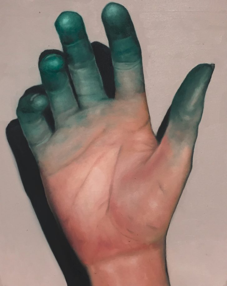 Michael Klipphahn, Hand, 30x24 cm, 2016, Öl auf Holz
