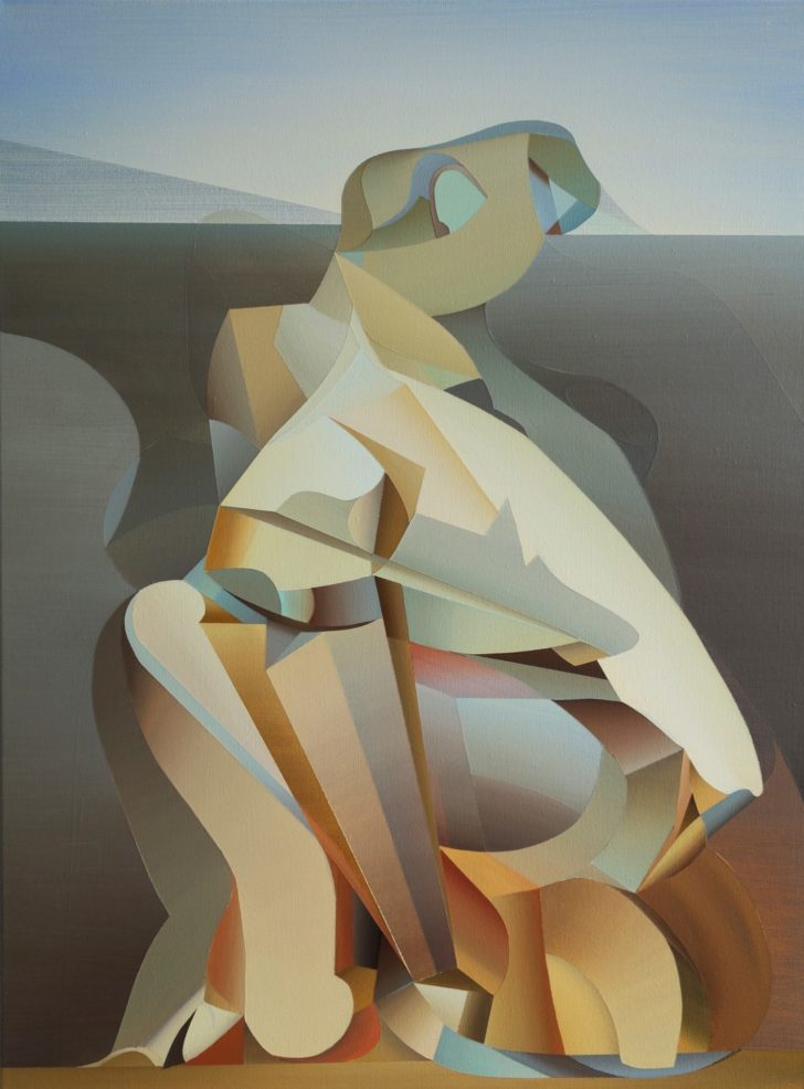 Marten Kirbach, Figur am Feld, 80x60 cm, 2017, Acryl auf Leinwand