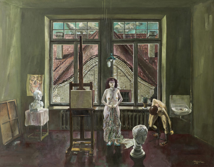 Günter Richter, Aktsaal der Abendakademie, 100x130 cm, 1999, Öl auf Leinwand