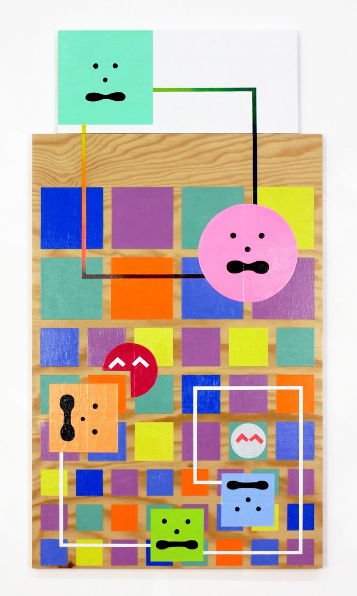 Yuko Takatsudo, Offer a square fruitful life, 73,5x40x2 cm, 2019, Acryl auf Holz