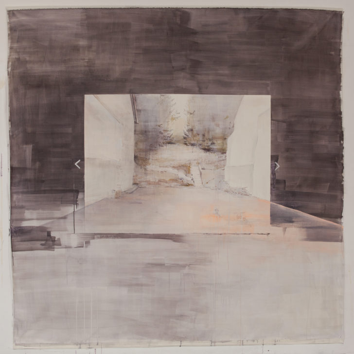 Gabriele Worgitzki, Phantasma (Baulücke), 215x 215 cm, 2019, Acryl auf Leinwand